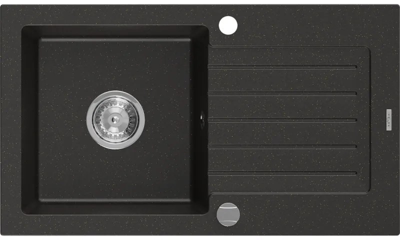 Mexen Pablo - drez granitový 75,2x43,6cm, 1-komorový, čierna-zlatá, 6510751010-75