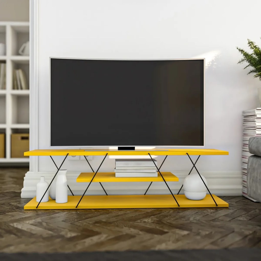 TV stolík CANAZ 120 cm žltý/čierny