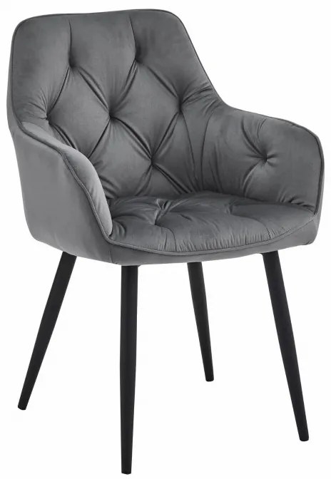 Set dvoch jedálenských stoličiek JORK zamatové, tmavosivé (čierne nohy) 2 ks