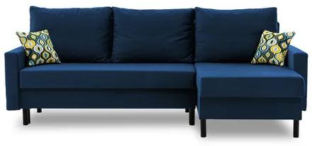 Rohová rozkladacia sedacia súprava ETNA PRO - kovové nohy Namornícka modrá