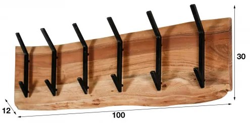 Vešiak 24-82 Edge 2x6 Hooks Drevo Acacia - Komfort-nábytok