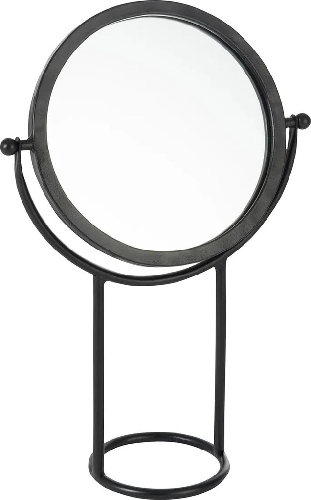 Čierne okrúhle zrkadlo na podstavci - 29,5 * 13 * 43 cm