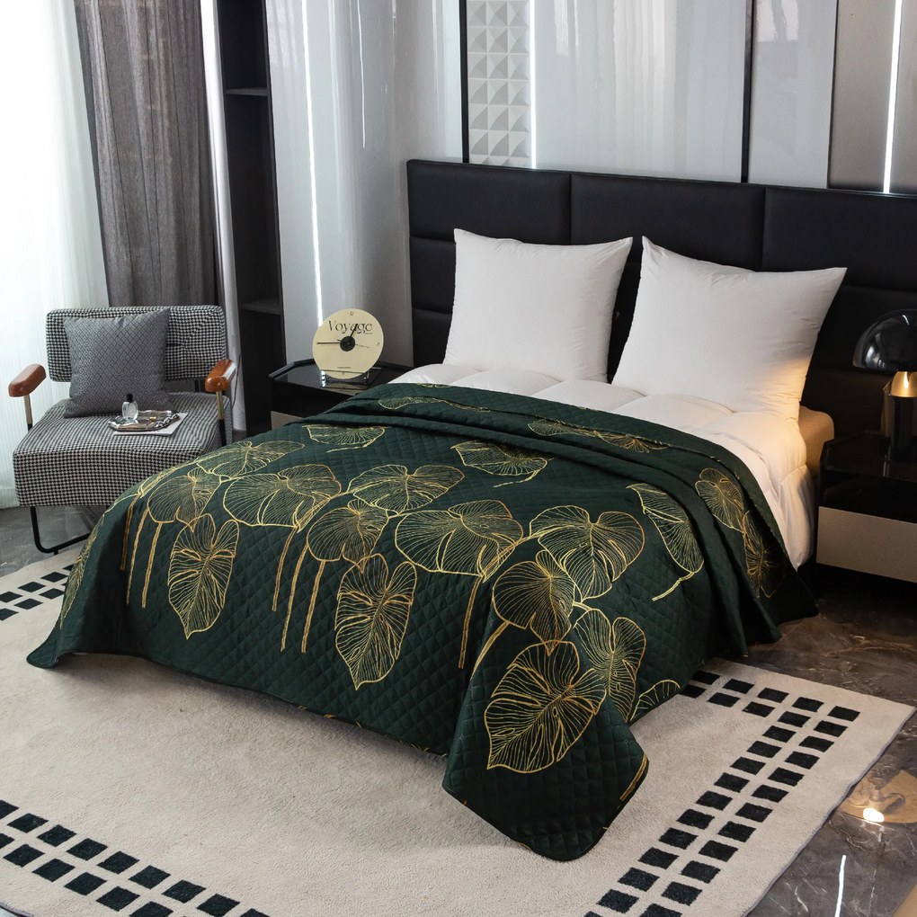 Prehoz na posteľ VENECIA tmavozelený Rozmer: 170 x 210 cm