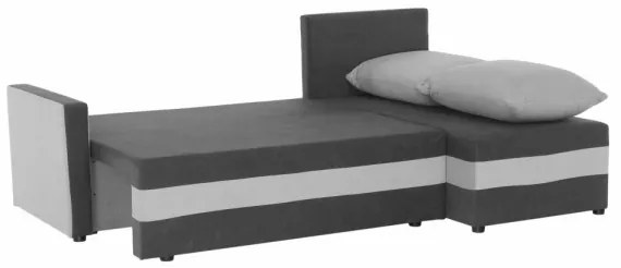 Čalúnená univerzálna rozkladacia rohová sedacia súprava do tvaru L BRISTOL sivá/čierna