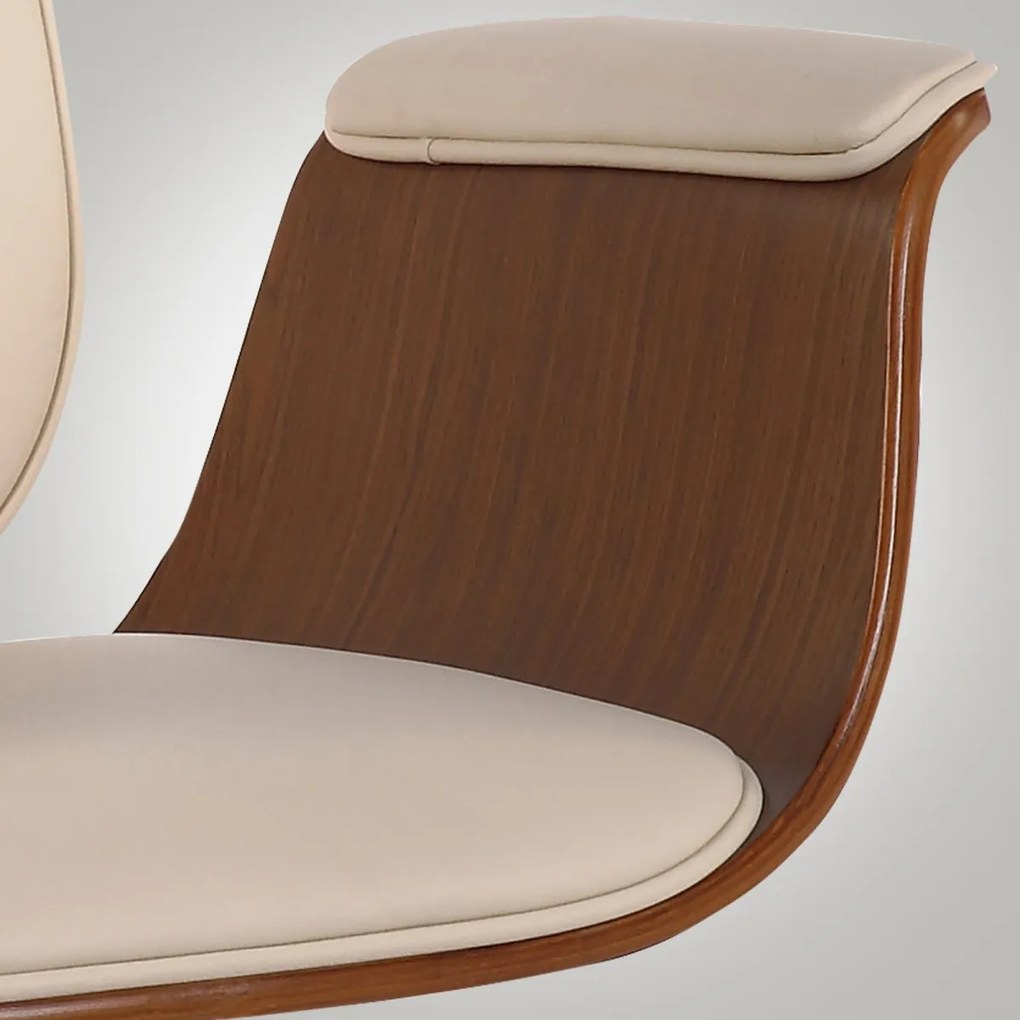 Kancelárska stolička Kemberg - koženka, drevo orech - Krémová