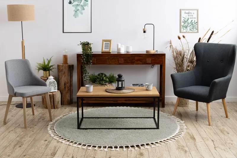 Dywany Łuszczów, Kusový koberec Berber 9000 green kruh, 120x120 (priemer) kruh, zelená, obývacia izba