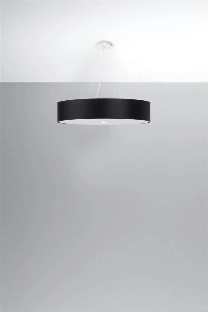 Závesné svietidlo Skala, 1x čierne textilné tienidlo, (biele sklo), (fi 60 cm)