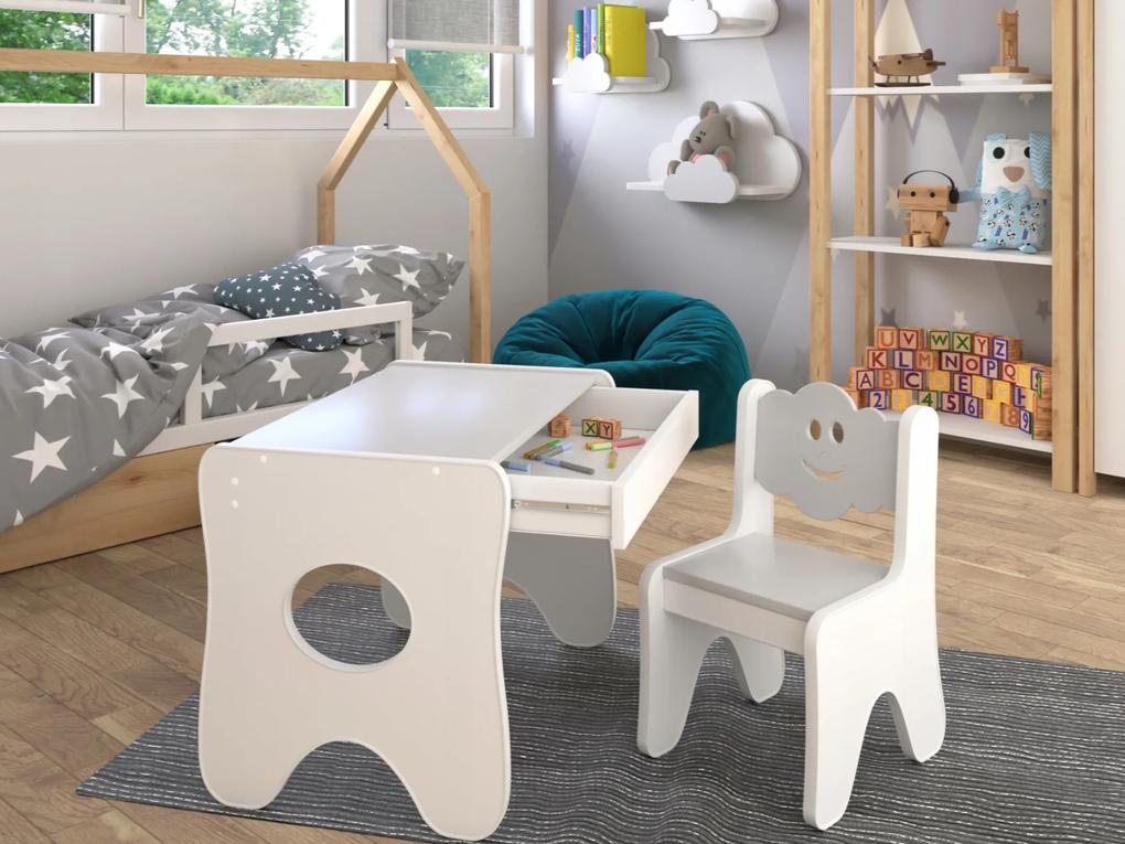 Vulpi Detské stoličky so stolíkom Obláčik 3v1 s úložným priestorom Farba: biela