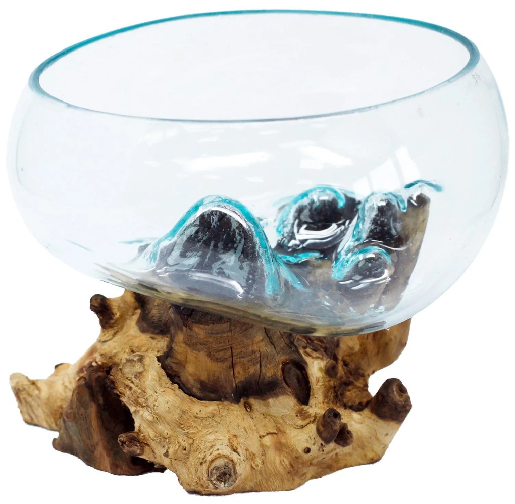 Roztavené sklo na dreve - Otvorená misa