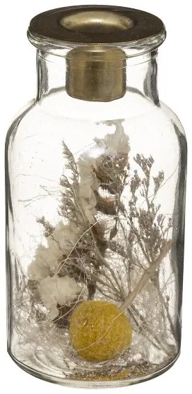 Sklenený svietnik so sušenými kvetmi BLOOMY, výška 13 cm