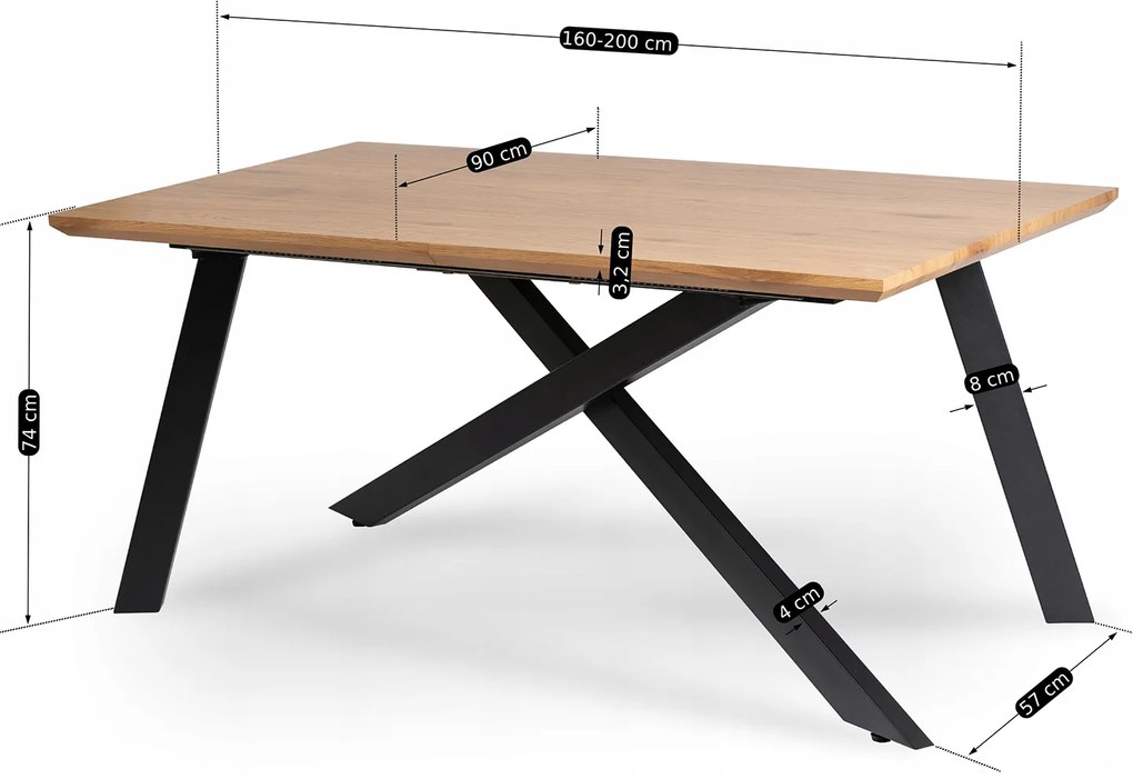 JAKS Rozkladací stôl Hamilton 160-200 cm zlatý dub