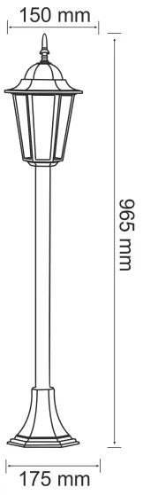 Vonkajšia lampa 1xE27/20W/230V IP43 96,5 cm čierna