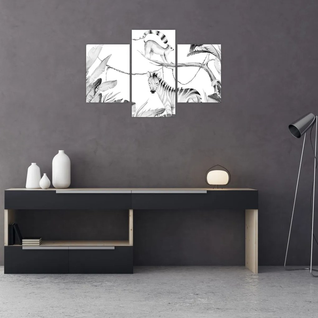 Obraz - Akvarelová džungľa (90x60 cm)