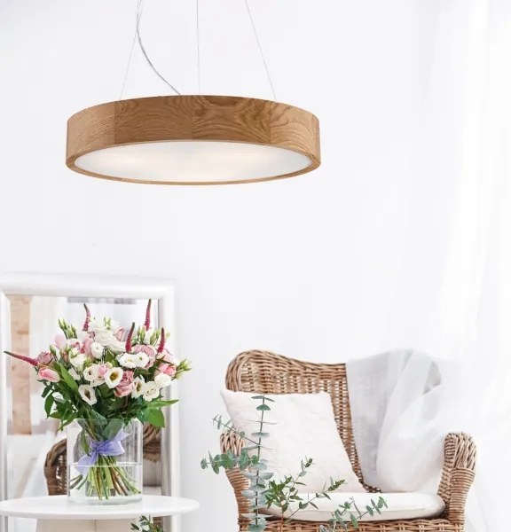 Brilagi - LED závesné svietidlo na lanku CARVALHO 3×E27/60W/230V, dub, Ø 47,5 cm