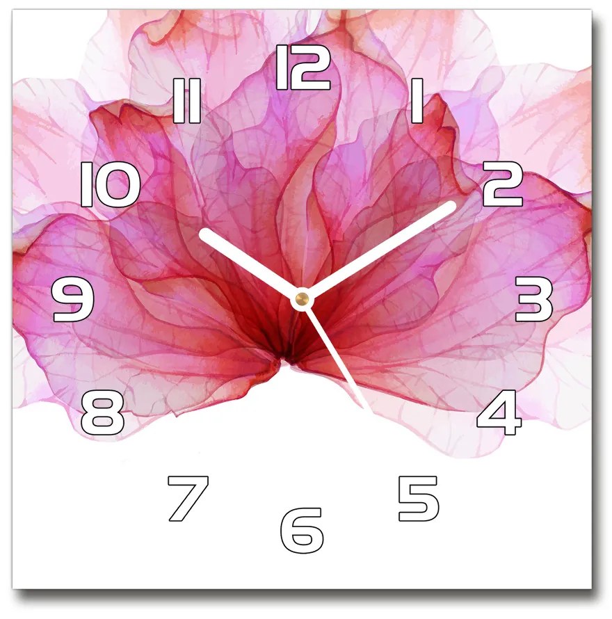 Sklenené hodiny štvorec Ružové kvety pl_zsk_30x30_f_98648030