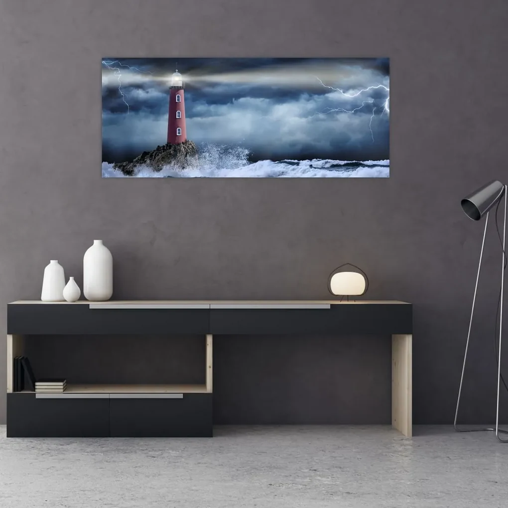 Obraz - Maják na útese (120x50 cm)