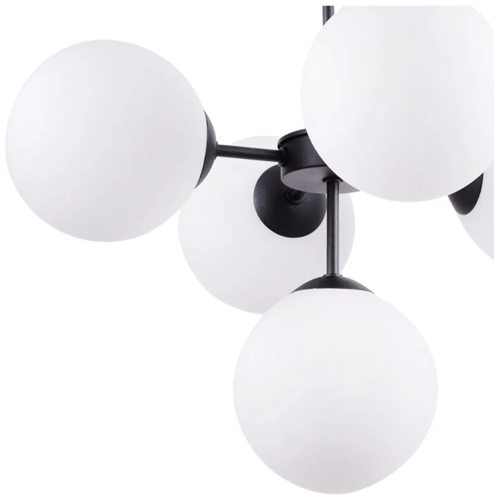 Závesné svietidlo Florence, 5x biele sklenené tienidlo