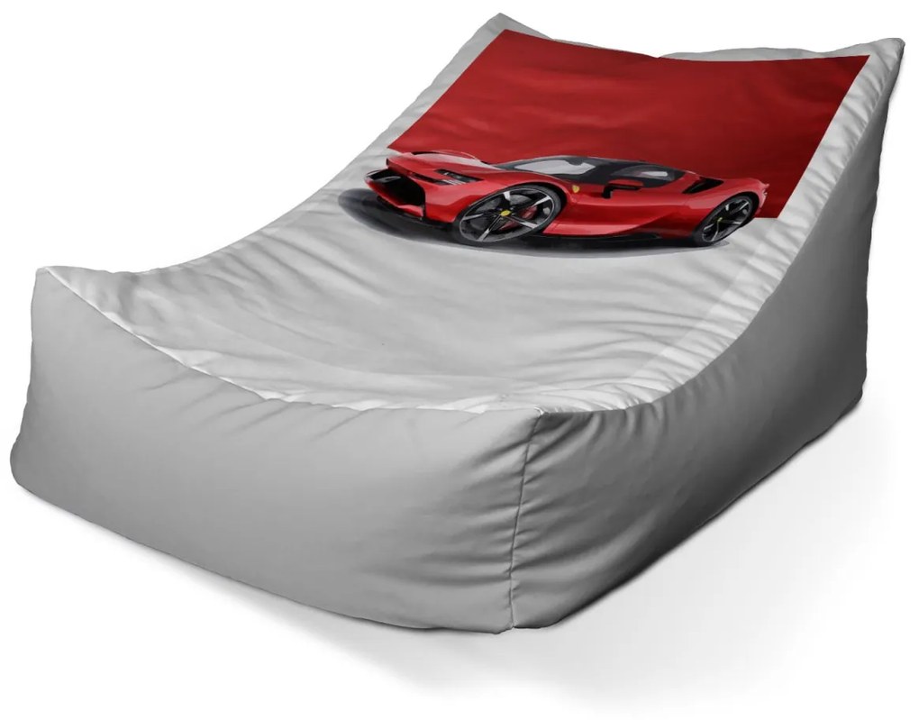 Sablio Sedací vak Lounge Ferrari na červenobielej - 80 x 95 x 50 cm