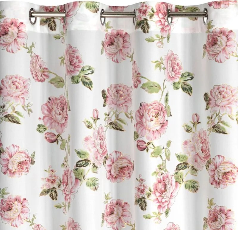 Dekorstudio Záves AVANI 140x250 cm biely s ružami stredná tienivosť 100% polyester