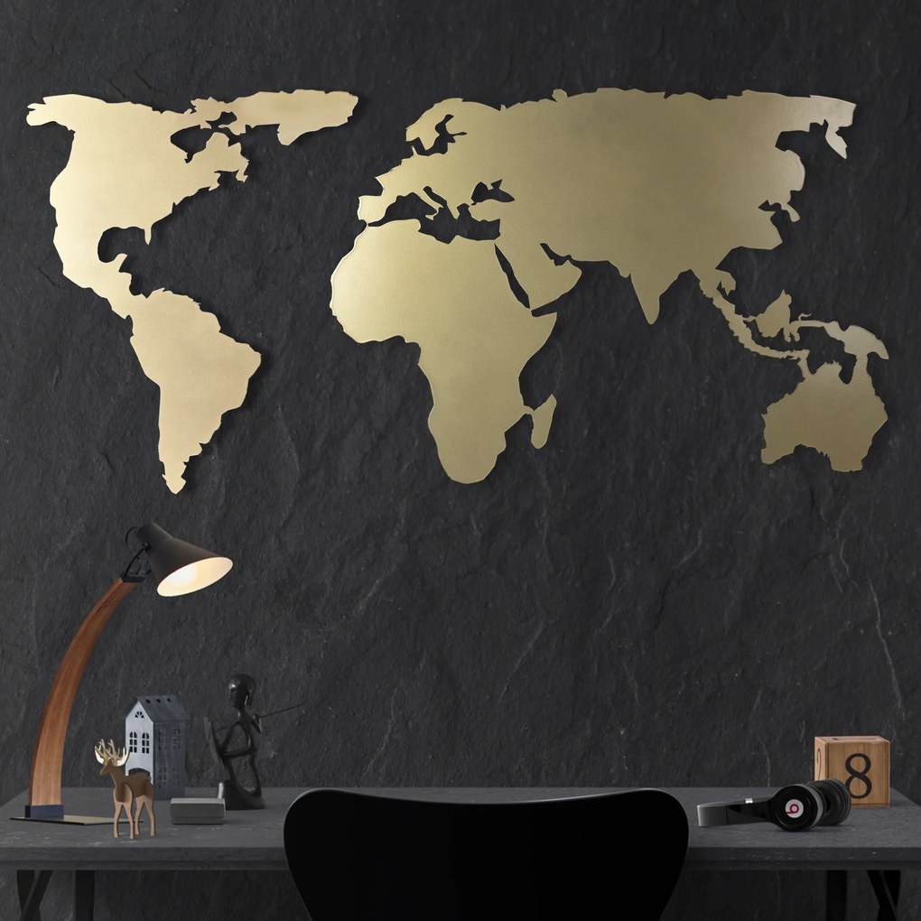 World Map Silhouette - Gold