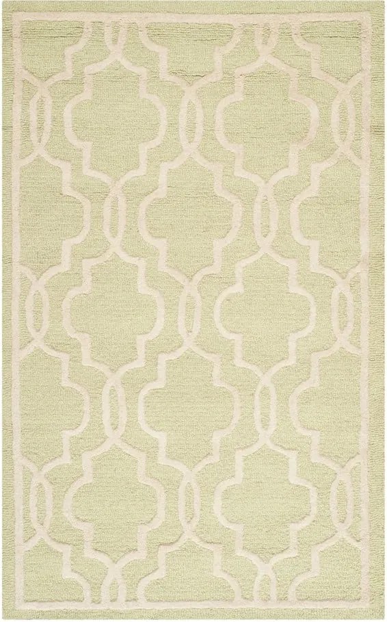 Svetlozelený vlnený koberec Safavieh Elle, 91 × 152 cm