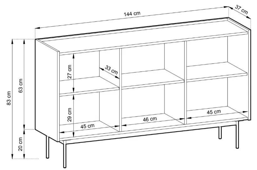 Komoda Color K144 červená/dub linea