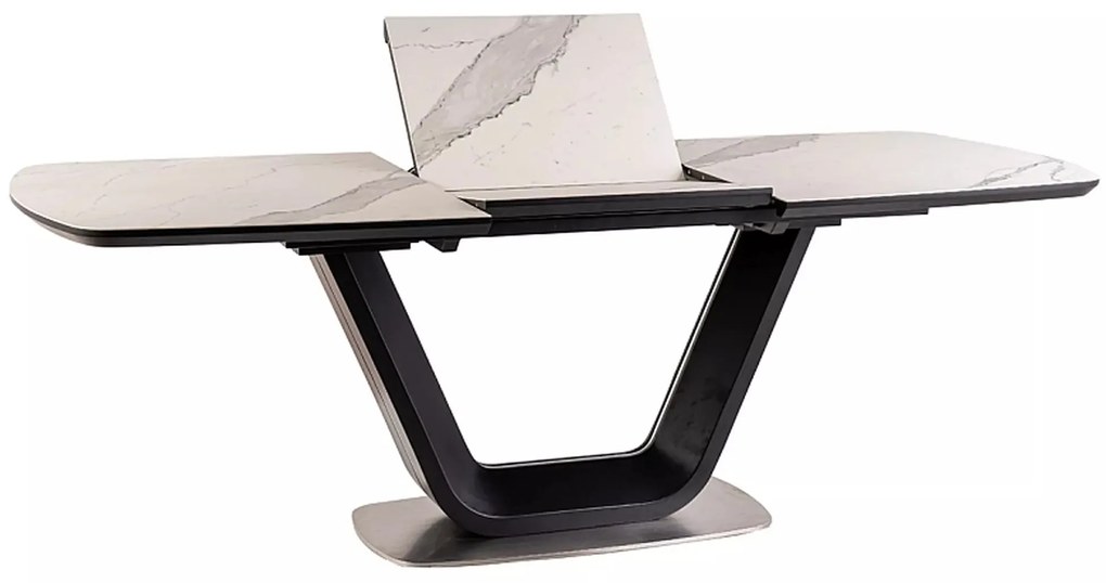 Rozkladací jedálenský stôl Armani 160/220 cm biely/čierny