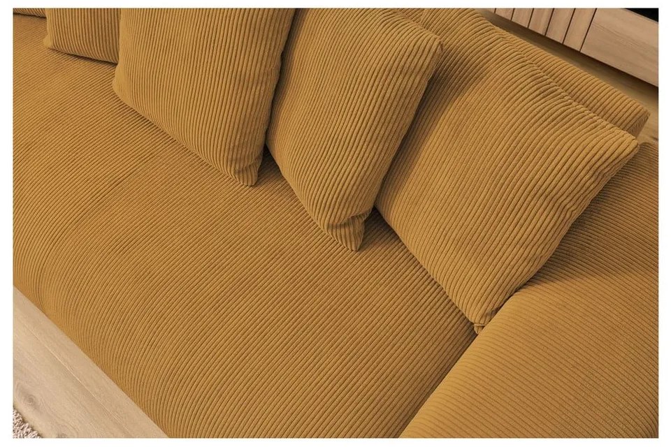 Menčestrová pohovka v horčicovej farbe 280 cm Voltaire – Bobochic Paris