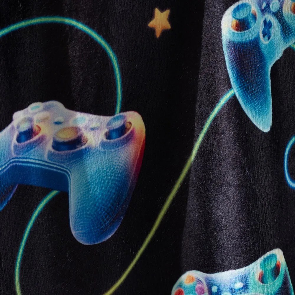Čierna/modrá detská deka z mikroplyšu 130x170 cm Gamer – Catherine Lansfield