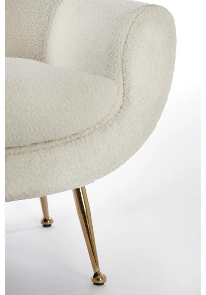 Krémové kreslo z textílie buklé Vinstra – Light &amp; Living