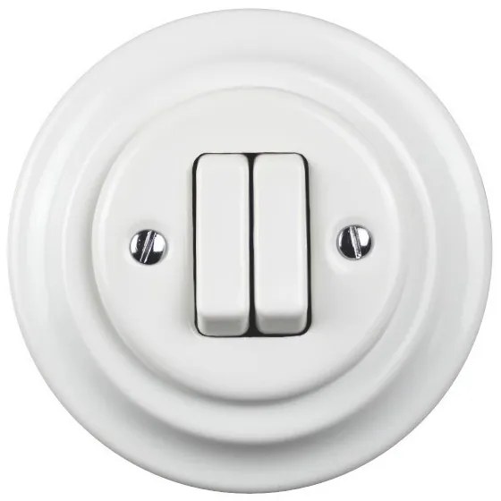 Elhard Okrúhly keramický vypínač s kolískou č.5, biely - kompletný KV5005W