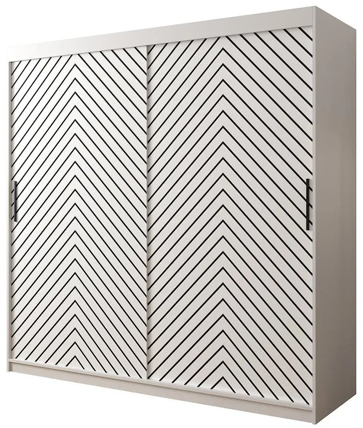 Skriňa Jodełka 1 200 biely/biely/čierna