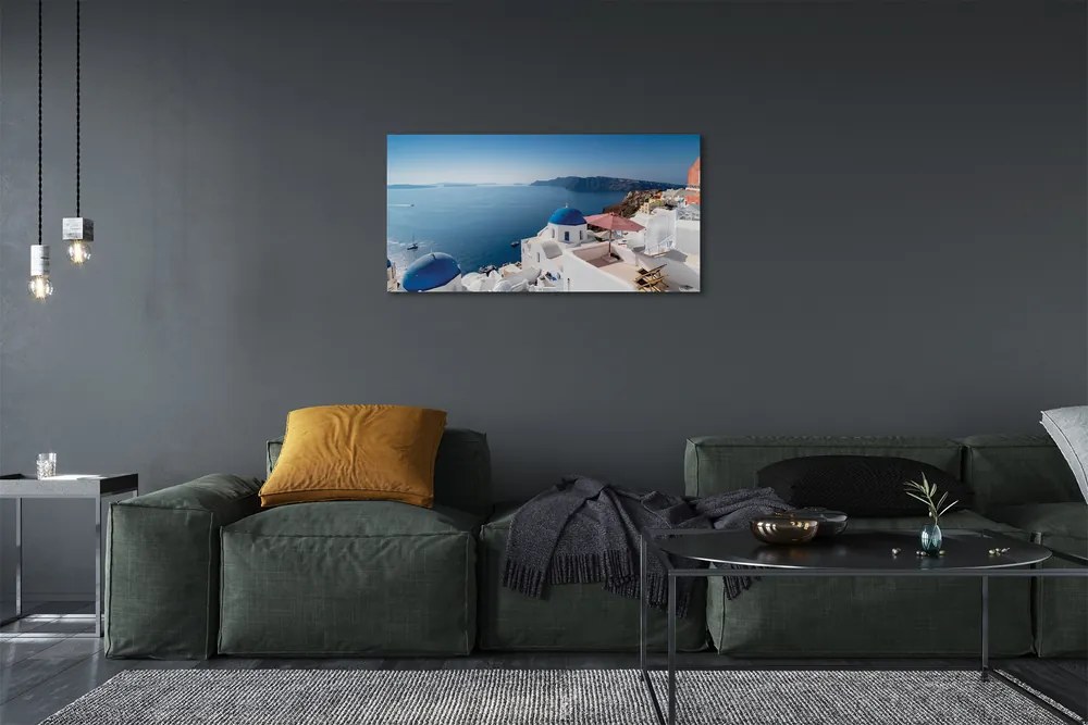 Obraz na plátne Grécko sea panorama budov 140x70 cm