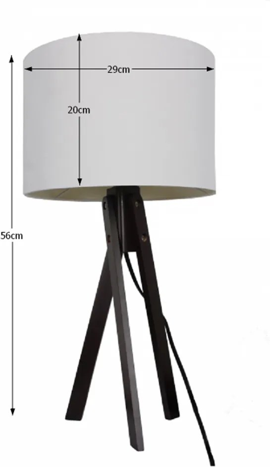 Stolná lampa, biela/drevo čierne, LILA TYP 4 LS2002