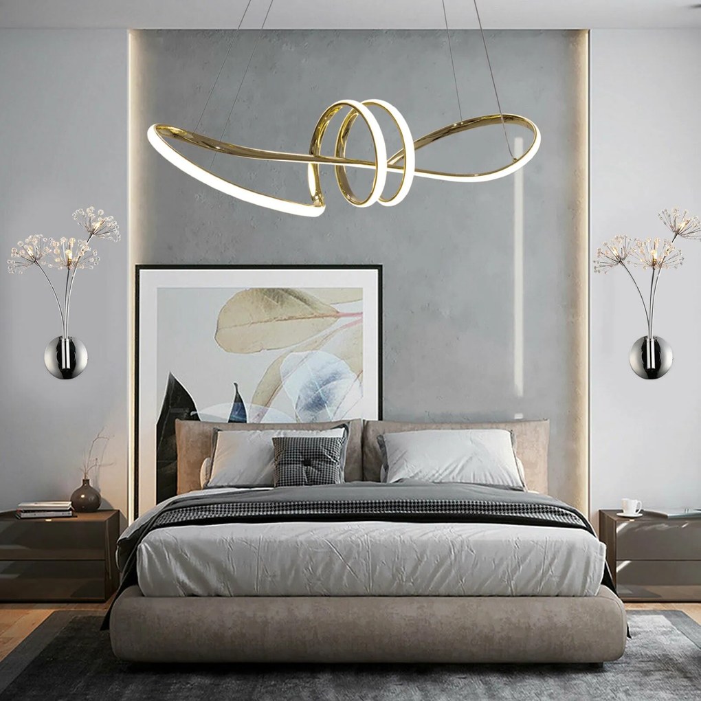 Toolight - LED závesné svietidlo APP824-CP + diaľkové ovládanie, zlatá, OSW-06662