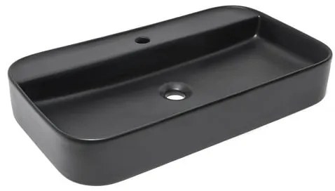 Umývadlo na dosku SAT Infinitio 70x40 cm bez prepadu čiernej SATINF4070BKM