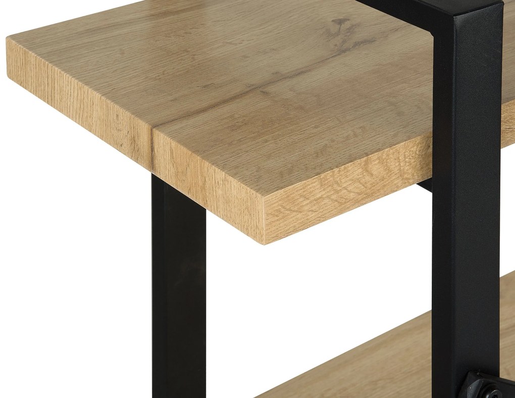 Regál s 3 policami svetlé drevo/čierna TIMBER Beliani