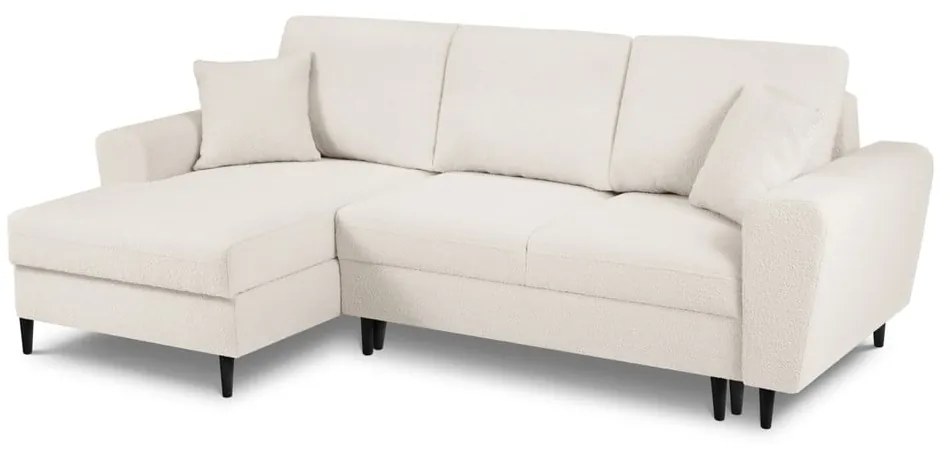 Béžová rozkladacia/s úložným priestorom rohová pohovka z textílie buklé (ľavý roh/s leňoškou) Kyoto – Cosmopolitan Design