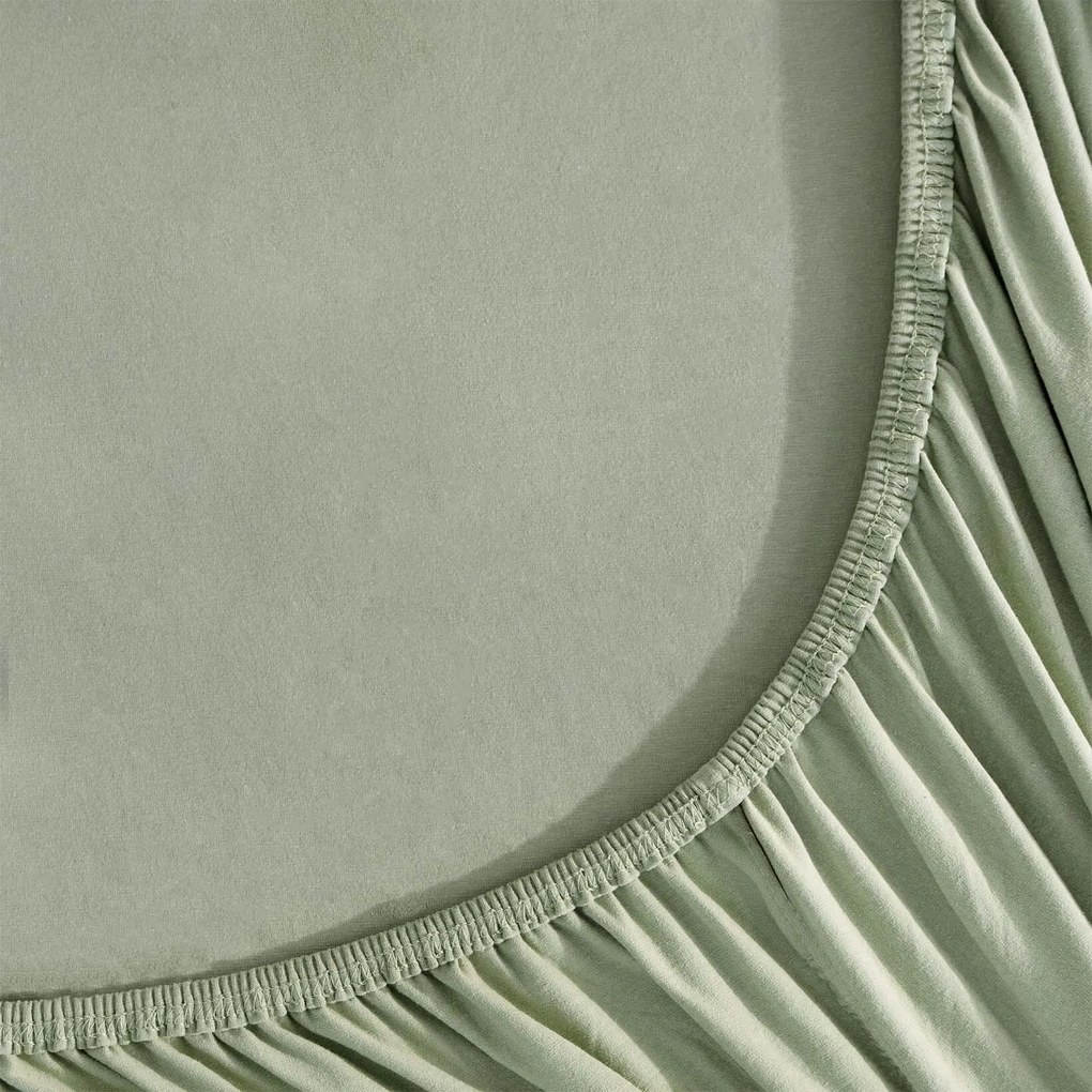 Goldea jersey elastická plachta - šalviovo zelená 90 x 200 cm