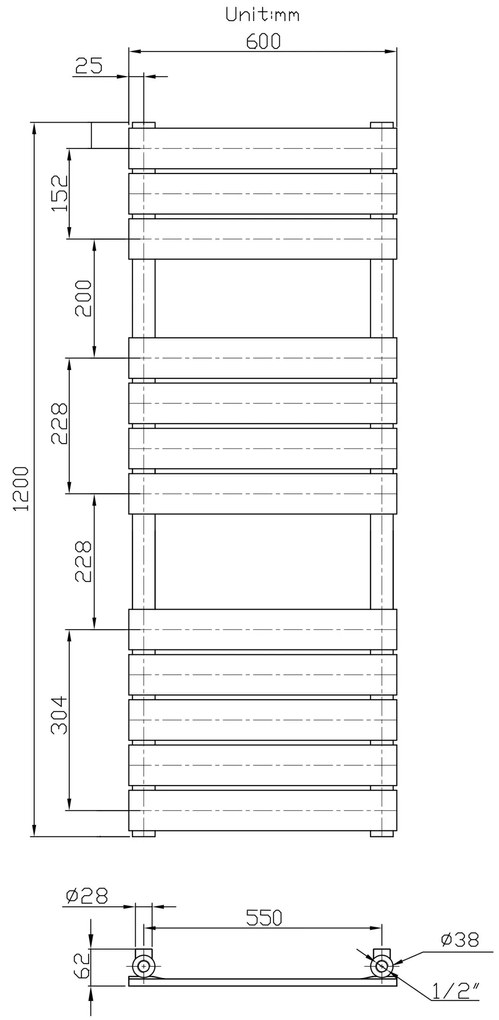 Gamma Erga Classic, vykurovacie teleso 1200x600 mm, 762W, biela, ERG-LAV-CLAS-12060-WH