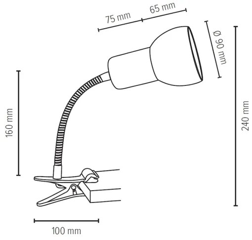 Spot-Light 2224174WF - Lampa s klipom SVENDA 1xE27/60W/230V