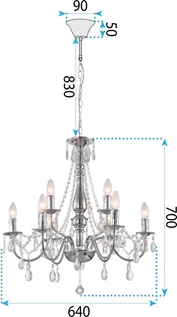 Toolight Toolight, stropné svietidlo 9xE14, EBT016-9CP, chróm, OSW-01231