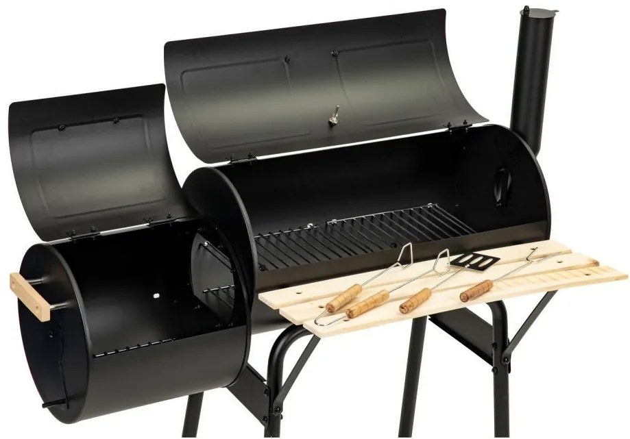 Veľký záhradný gril - 2 v 1 udiareň, teplomer + grilovacie príslušenstvo MODERNHOME - JY-061