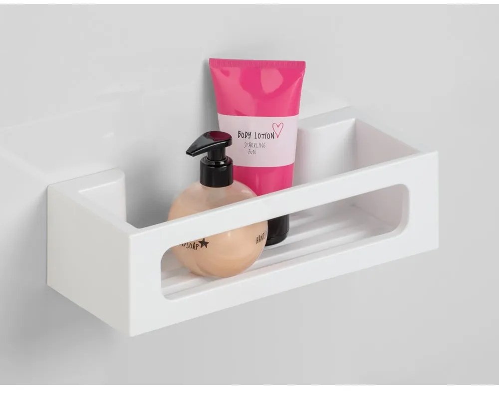 Matne biela plastová kúpeľňová polička bez vŕtania Turbo-loc Bralia – Wenko