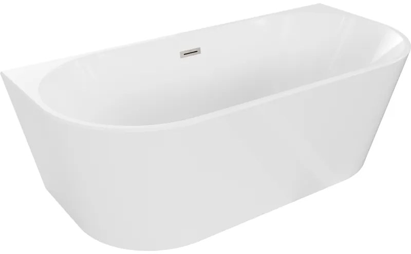 Mexen Oval, voľne stojaca nástenná vaňa 160 x 80 cm, biela, brúsená oceľ prepad, 52671608000-97