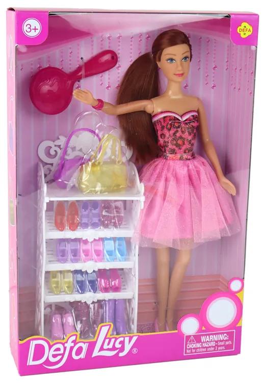 Lean Toys Súprava bábiky Lucy s hnedými vlasmi – skrinka na topánky