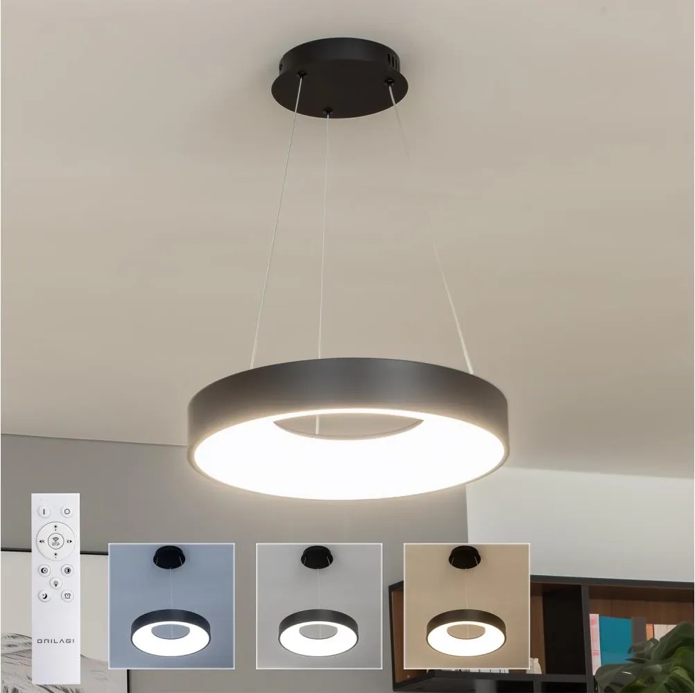 Brilagi - LED stmievateľný luster na lanku FALCON II LED/67W/230V pr. 40 cm čierny + diaľkový ovládač