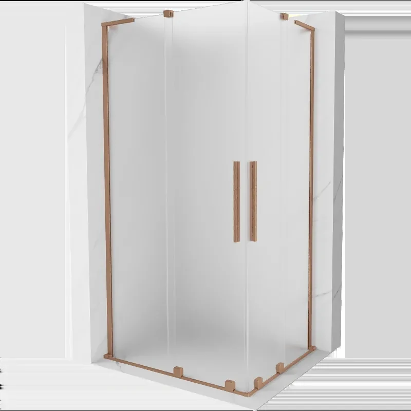Mexen Velar L Duo posuvný sprchový kút 90 x 80 cm, matné sklo, kartáčovaná meď - 871-090-080-02-33-65