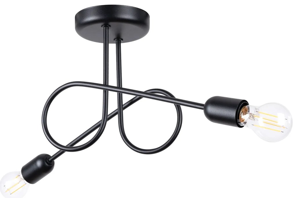 Stropné svietidlo Loop 2, čierne telo svietidla