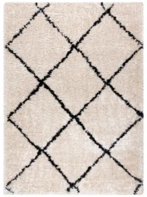 Koberec FLUFFY 2373 shaggy kratka, trellis - krém / antracit